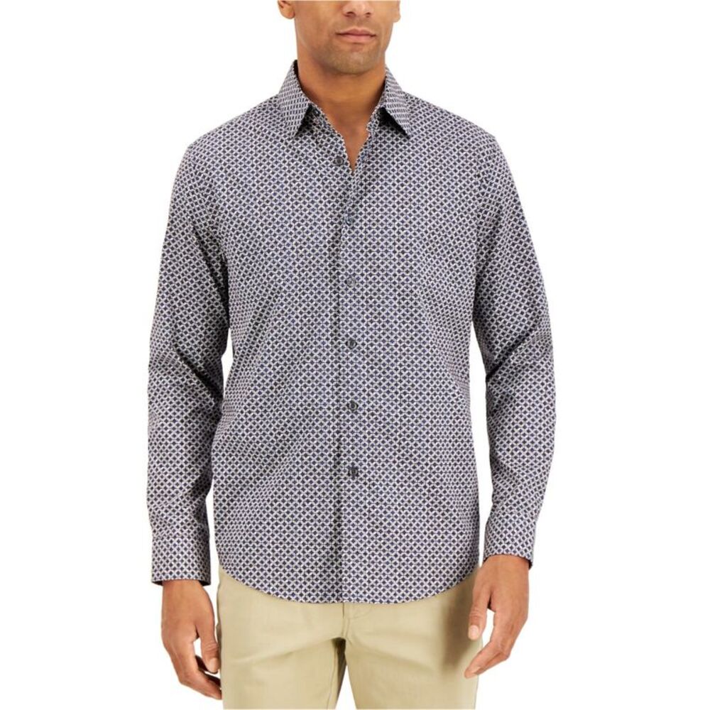 Tasso Elba Mens Geometric Button Up Shirt, NWT